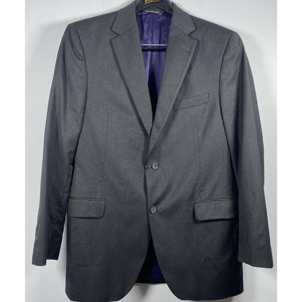 Victor International Gray Mens Blazer Jacket Loro Piana Super 120s Wool 42L 42 L